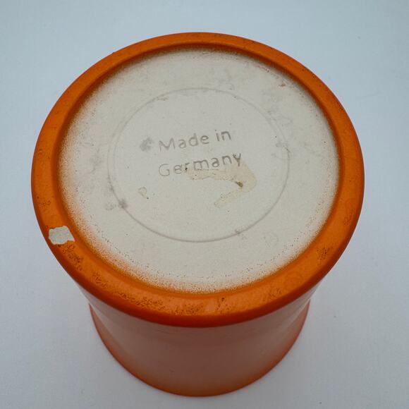 Vintage Orange Vase Made in Germany Flower Pot Flaired Top 6"x5.5" - Picture 2 of 9
